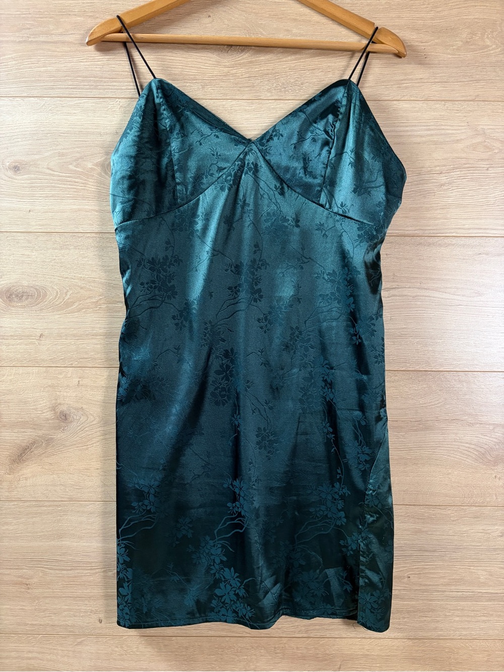 Romwe Satin Dark Green Slip Dress - US 8-10